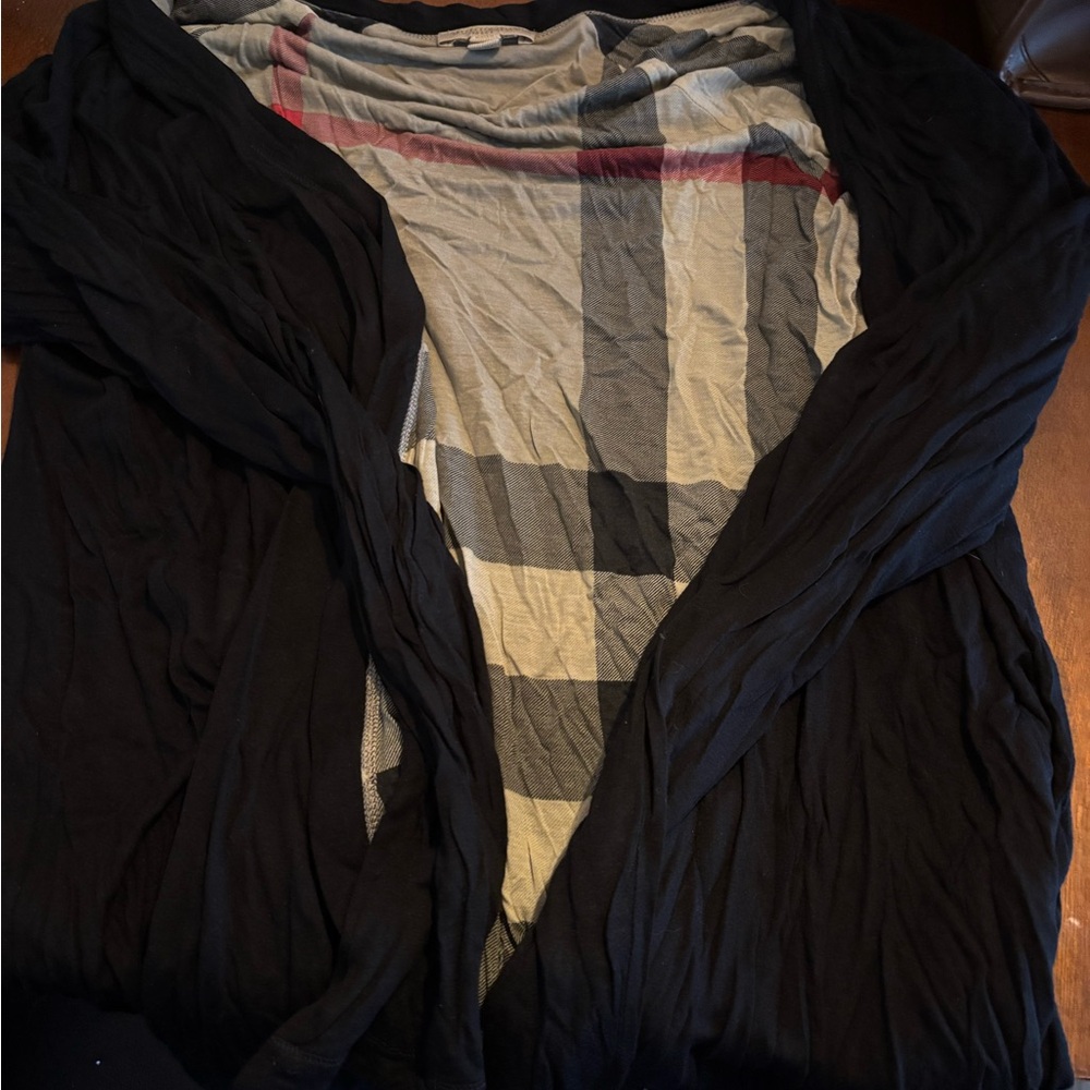 Burberry Brit Black and Gray Open Cardigan